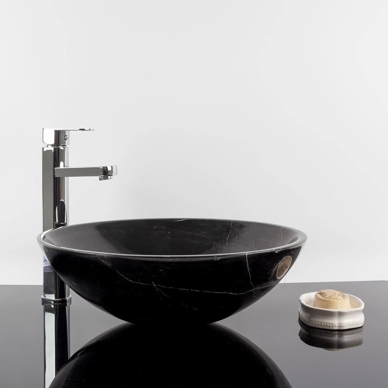 Chiuveta baie marmura Nero Marquina, 42 x 14 cm