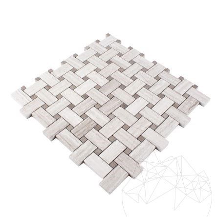 Mozaic Marmura Basket Weave Athena Grey si White Wood