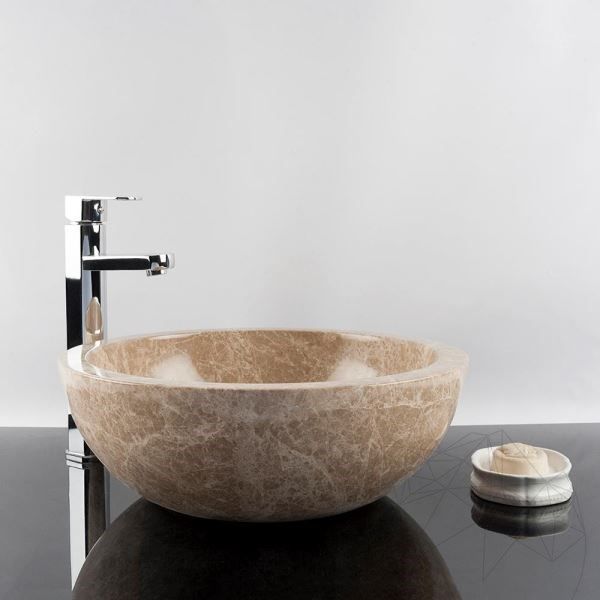 Chiuveta baie marmura Light Emperador RS-5, 42 x 15 cm