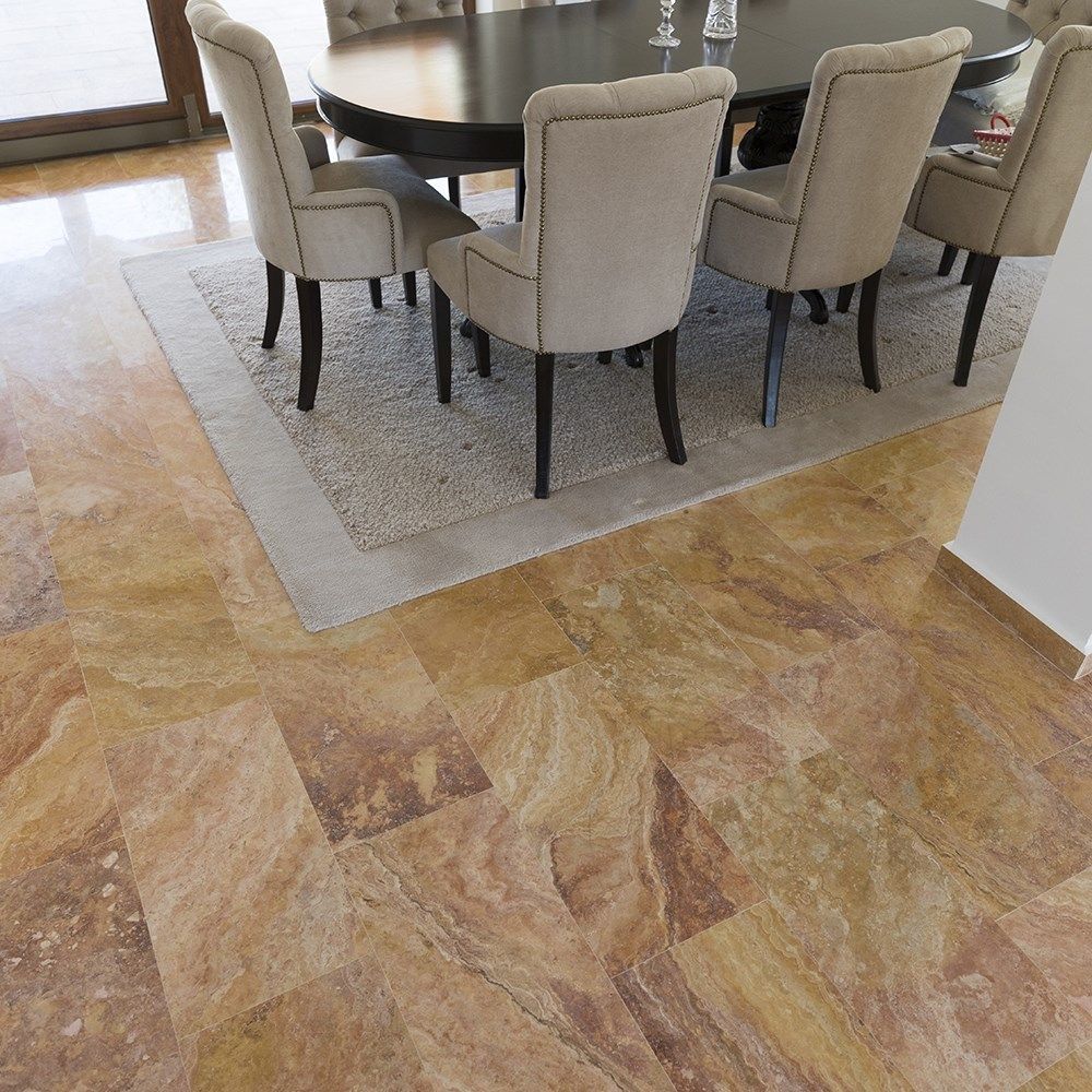 Травертин Персиковый перекрестный разрез Полисата 61 х 30,5 х 1,2 см