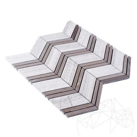 Mozaic Marmura Chevron Athena Grey si Athena White Wood